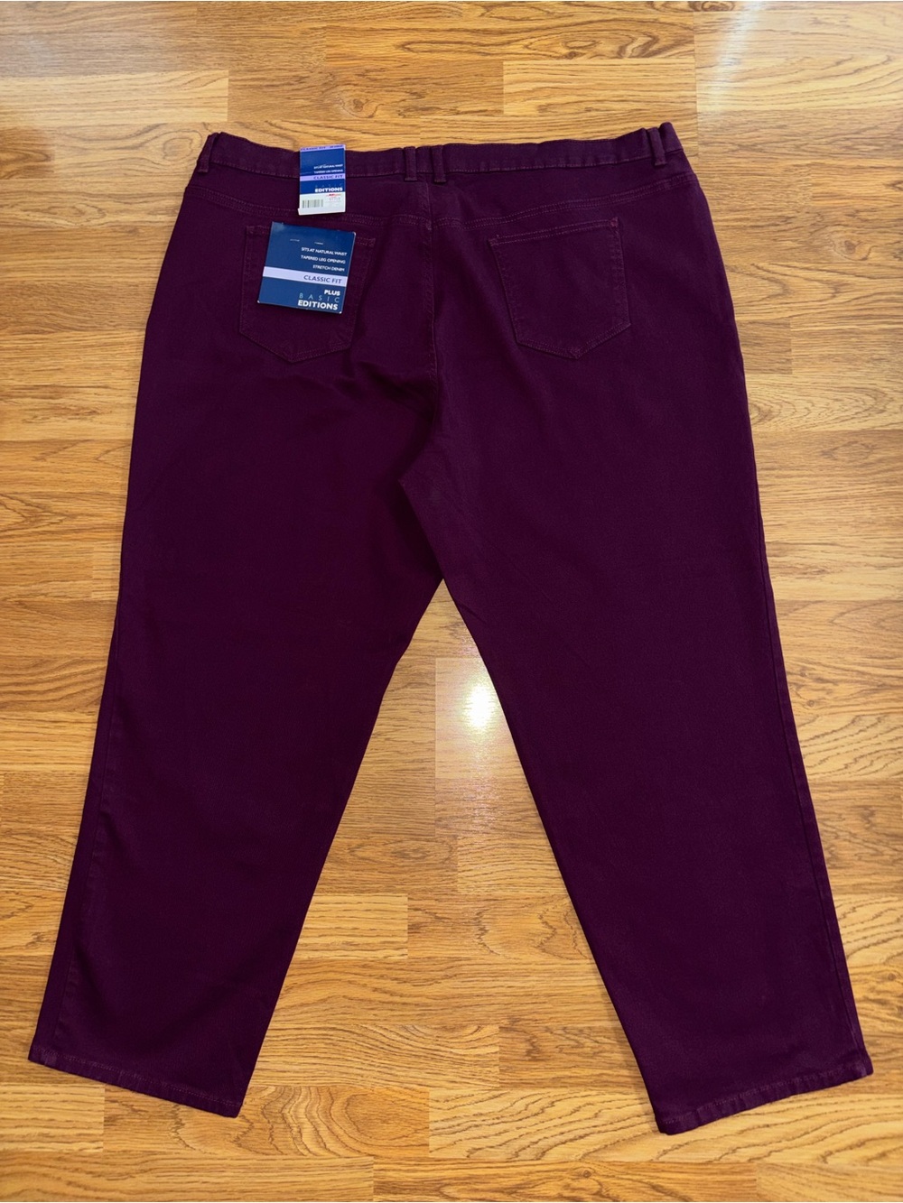 Basic Editions Classic Fit Taper Leg Purple Jeans Women's Plus Size 26W Average